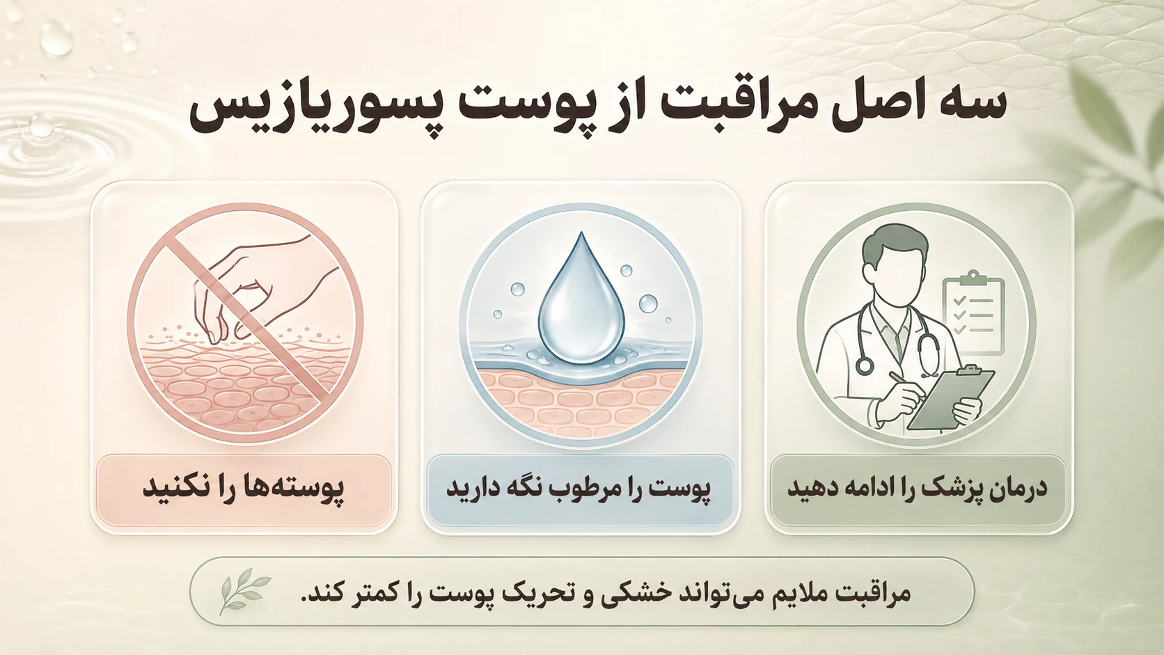 سه اصل مراقبت از پوست پسوریازیس