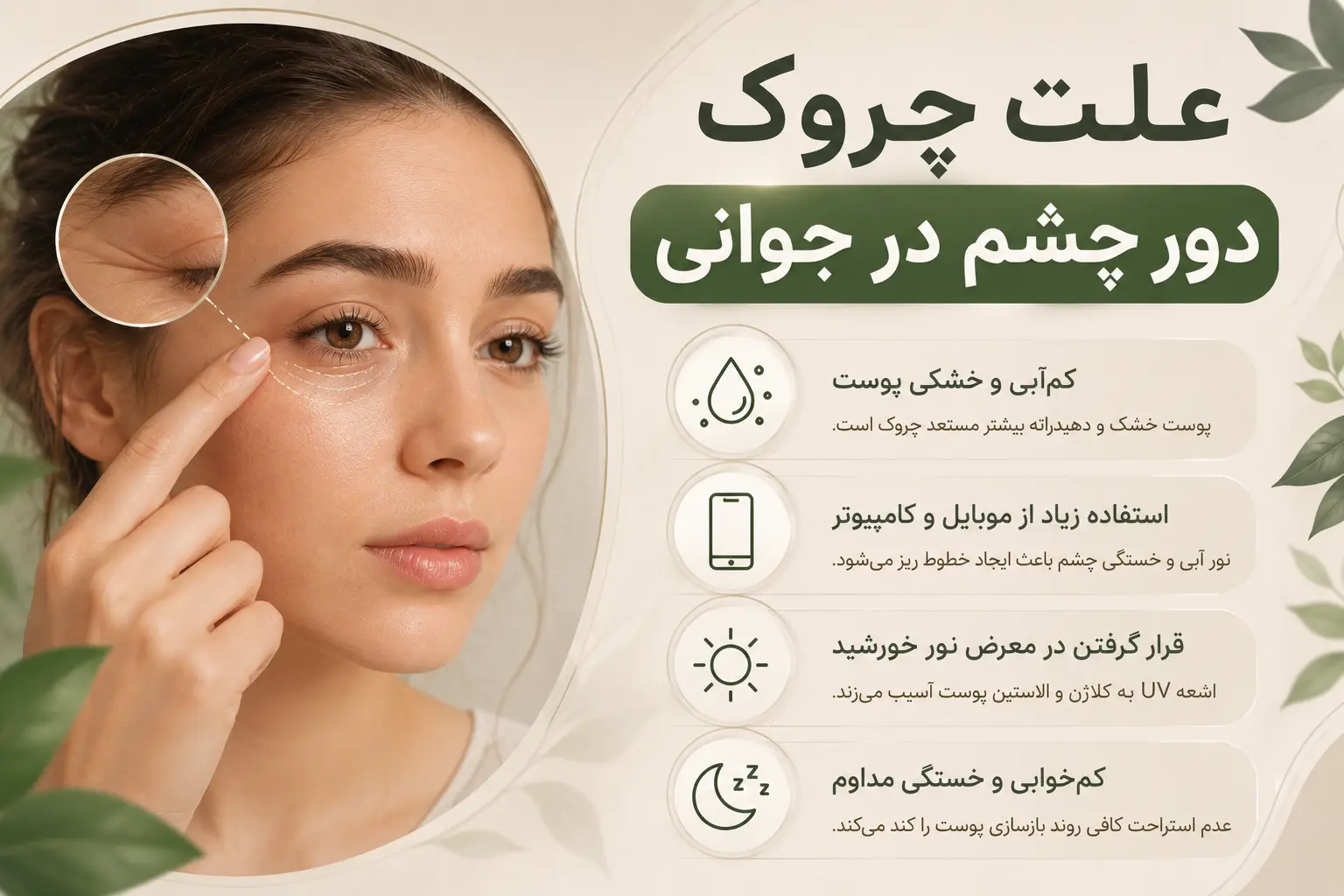 علت چروک دور چشم در جوانی