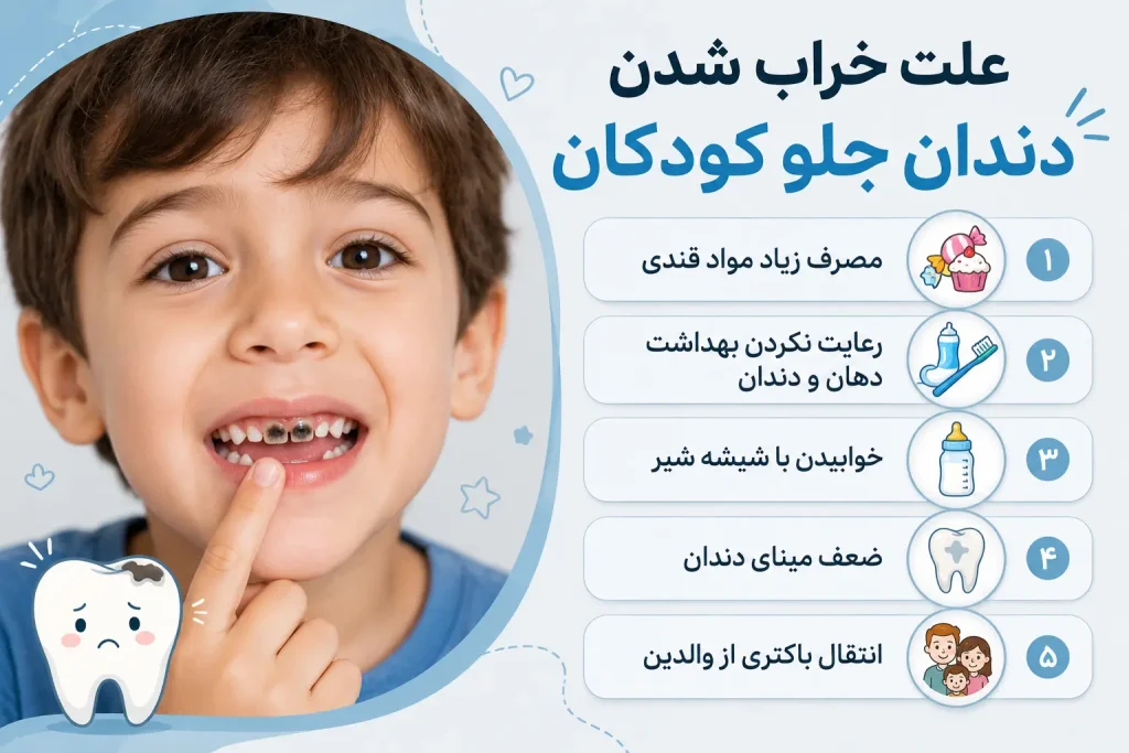 علت خراب شدن دندان جلو کودکان