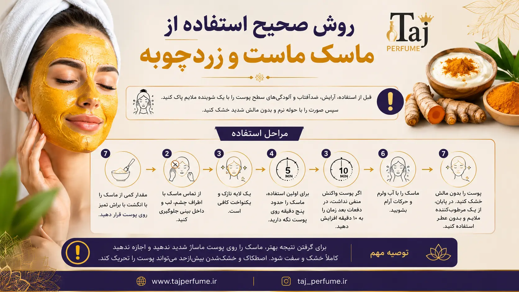 روش صحیح استفاده از ماسک ماست و زردچوبه
